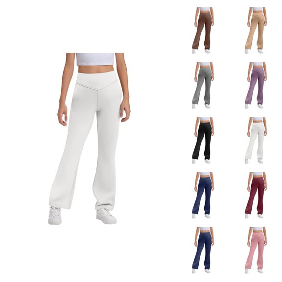 Flare Leggings for Girls 2026 Fashion High Waisted Bootcut Yoga Pants Bell Bottoms Leggings Kids Dress Pants