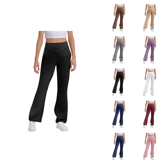 Flare Leggings for Girls 2026 Fashion High Waisted Bootcut Yoga Pants Bell Bottoms Leggings Kids Dress Pants