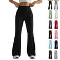 thumbnail image 1 of Flare Leggings for Women Drawstring High Waisted Flared Yoga Pants Soft Cotton Wide Leg Sweatpants Y2k Bell Bottoms A Black M, 1 of 5