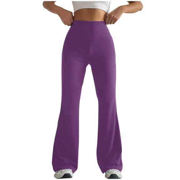 Flare Leggings for Women Floral Printed Workout High Waist Yoga Pants Butt Lifting Gym Running Leggings (XL, Purple 1)