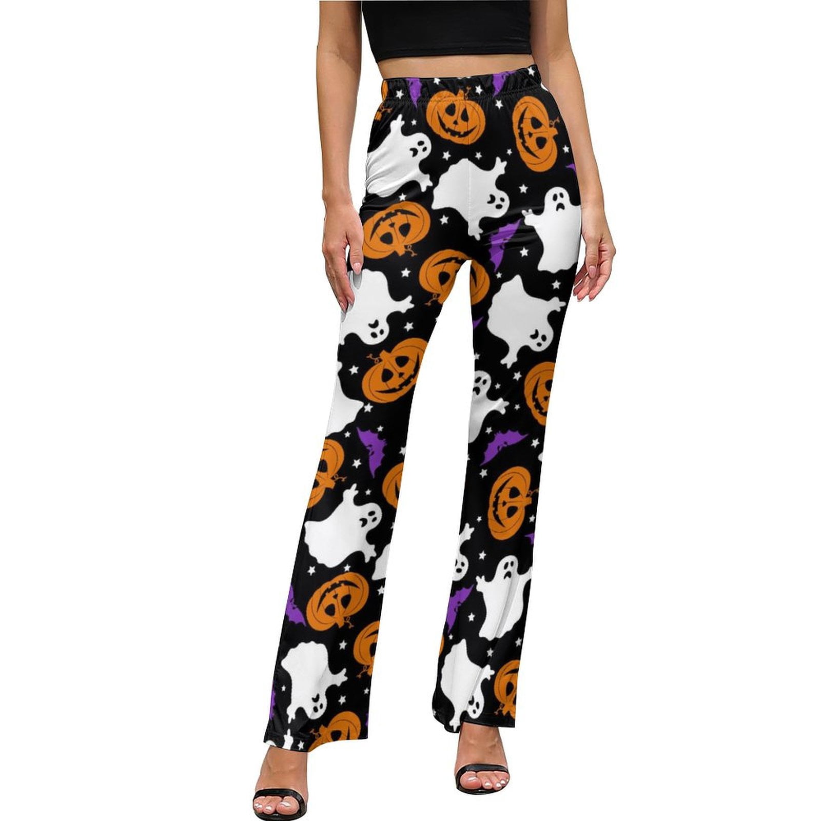 GLUDEAR Girls Halloween Leggings – Pumpkin Cat Printed Yoga Pants For Kids