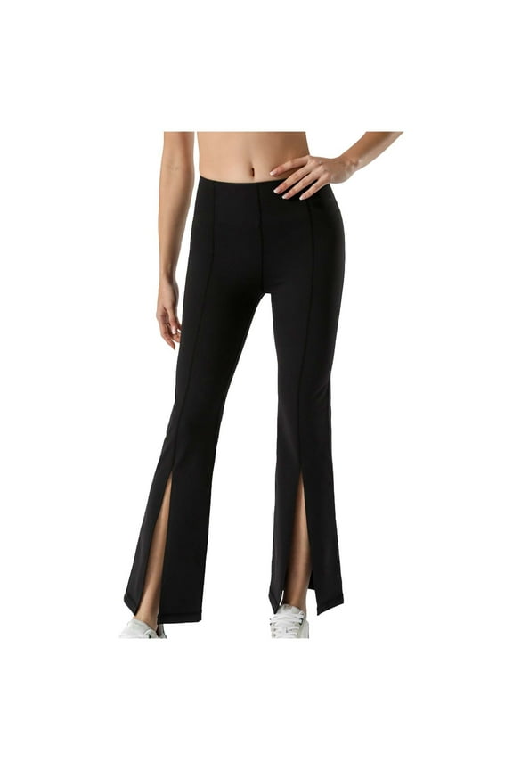 Flare Leggings for Women High Waist Butt Lift Yoga Pants Split Hem Fitness Tights Tummy Control Bell Bottom Trousers