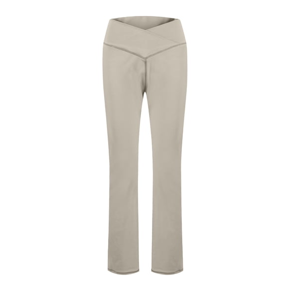 Flare Leggings for Women - High Waist Crossover Yoga Pants Tummy Control Bootcut Bell Bottom Lounge Leggings Khaki L