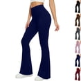thumbnail image 1 of Flare Leggings for Women, High Waisted Tummy Control Yoga Pants with Pockets Bootcut Flared Leggings Navy M, 1 of 6
