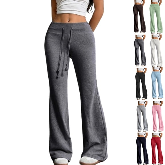 Flare Leggings for Women High Waisted Yoga Pants Lounge Wide Leg Sweatpant Workout Gym Work Tummy Control Bootcut Leggings Dark Gray S