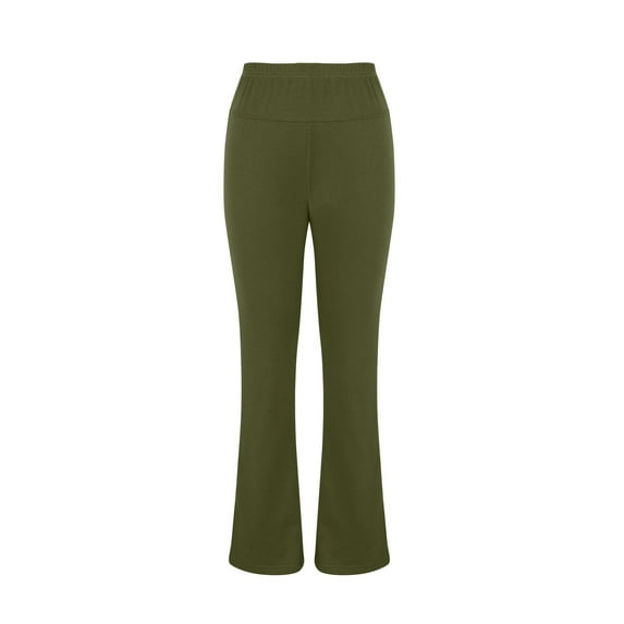 Flare Leggings for Women Split Wide Leg Pants for Women Soild Color Plus Size Mid Waist Yoga Pants Women Trendy(Army Green,2XL)