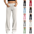 thumbnail image 1 of Flare Leggings for Women Summer Drawstring High Waisted Flared Yoga Pants Soft Wide Leg Pants Y2k Bell Bottoms 28" 29" Inseam White S, 1 of 8