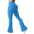 thumbnail image 1 of Flare Leggings with Pockets for Women Scrunch Workout Leggings Butt Lifting Gym Yoga Pants Work Pants Emerald Blue M, 1 of 6