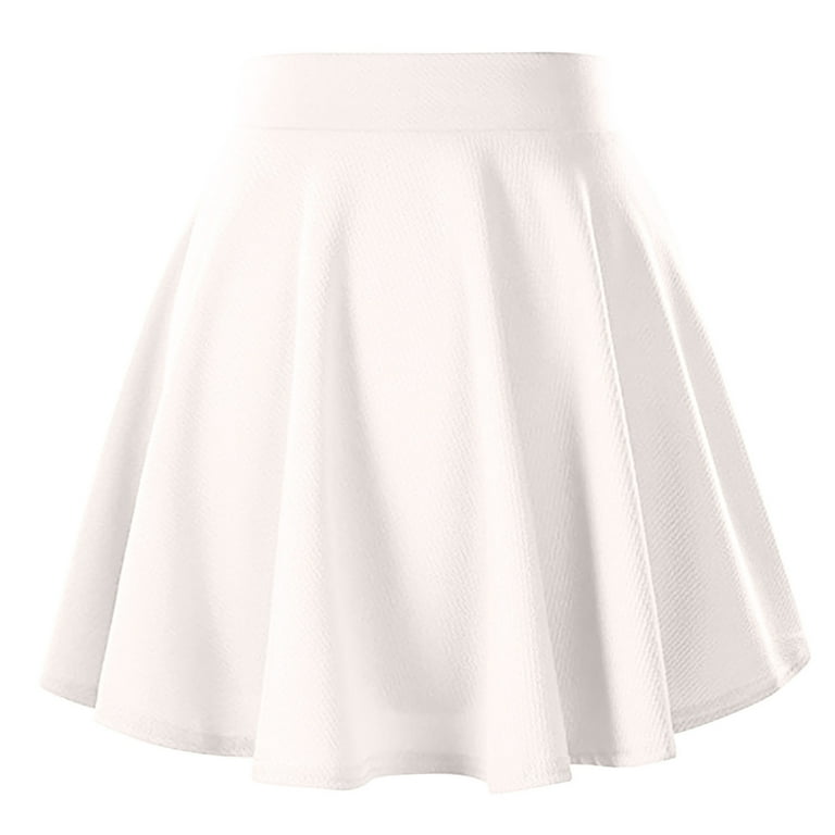 Flare Mini Skirts for Women Elastic High Waist Skater Skirt Trendy Solid Color Flowy Pleated A Line Tennis Skirt