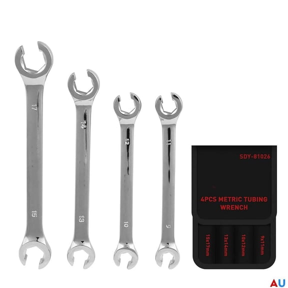 Flare Nut Wrench Set, Offset End Spanner Metric, CR-V Steel Storage Pouch