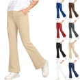 thumbnail image 1 of Flare Pants For Girls High Waisted Stretchy Bell Bottoms Casual School Uniform Pull-On Bootcut Trousers With Pockets, 1 of 7