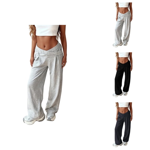 Flare Pants for Women 2026 Trendy Y2k High Waisted Criss Cross Bell Bottom Casual Loose Pants Streetwear