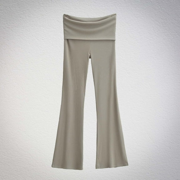 uublik Flare Pants for Women Beige Yoga Pants with Pockets Bootcut Flared Leggings