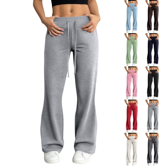 Flare Pants for Women Pull On Stretchy Drawstring Lounge Pants Bootcut Yoga Active Y2k Baggy Wide Leg Sweatpants Red XL