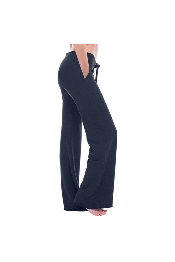 Flare Stretchy Fit for Women High Rise Drawstring Workout Trousers Loungewear Loose Wide Leg Pants for Yoga Gym