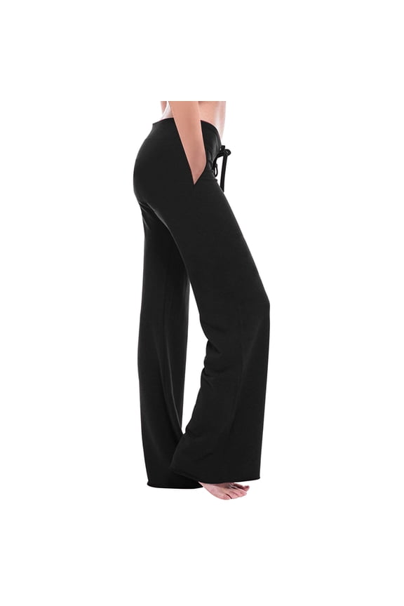 Flare Stretchy Fit for Women High Rise Drawstring Workout Trousers Loungewear Loose Wide Leg Pants for Yoga Gym
