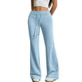thumbnail image 1 of Flare Sweatpants Women Low Rise Cotton Flared Yoga Pants Drawstring Elastic Waist Stretchy Atheltic Lounge Pants Sky Blue L, 1 of 7