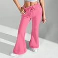 thumbnail image 1 of Flare Wide Leg Sweatpants Women Drawstring High Waisted Cotton Joggers Casual Flowy Bootcut Yoga Pants with Pockets, 1 of 6