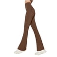 thumbnail image 1 of Flare Yoga Leggings for Women Slimming Casual High Waist Bell Bottom Pants with Pocket Butt Lifting Shaping Everyday Tights, Coffee, M, 1 of 7