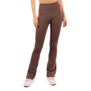 Flare Yoga Leggings with Pockets 28" High Waist Super Soft Stretchy Workout Yoga Pants Brown 1X