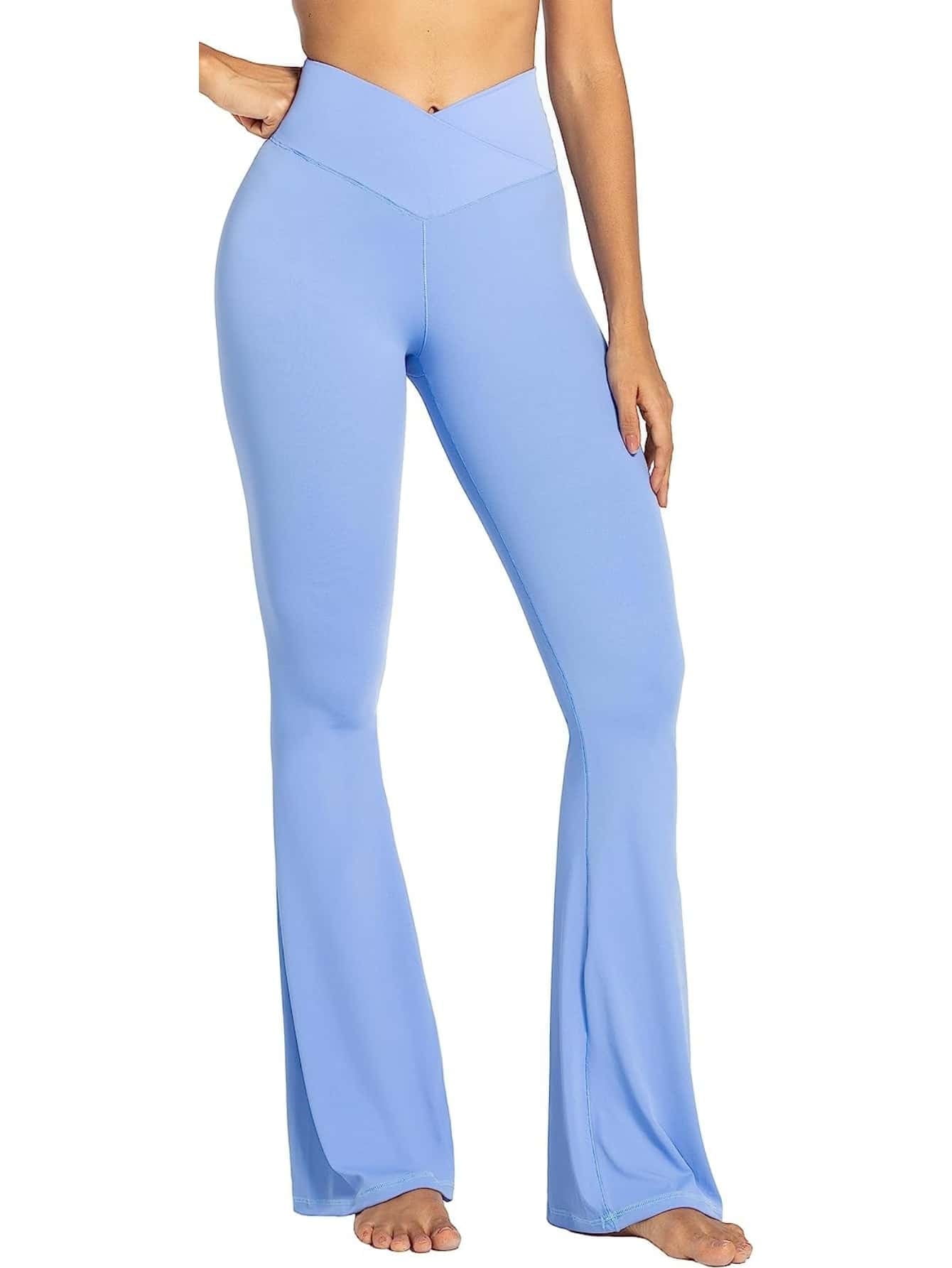 Flare Yoga Pants, Crossover Yoga Pants with Tummy Control, HighWaisted