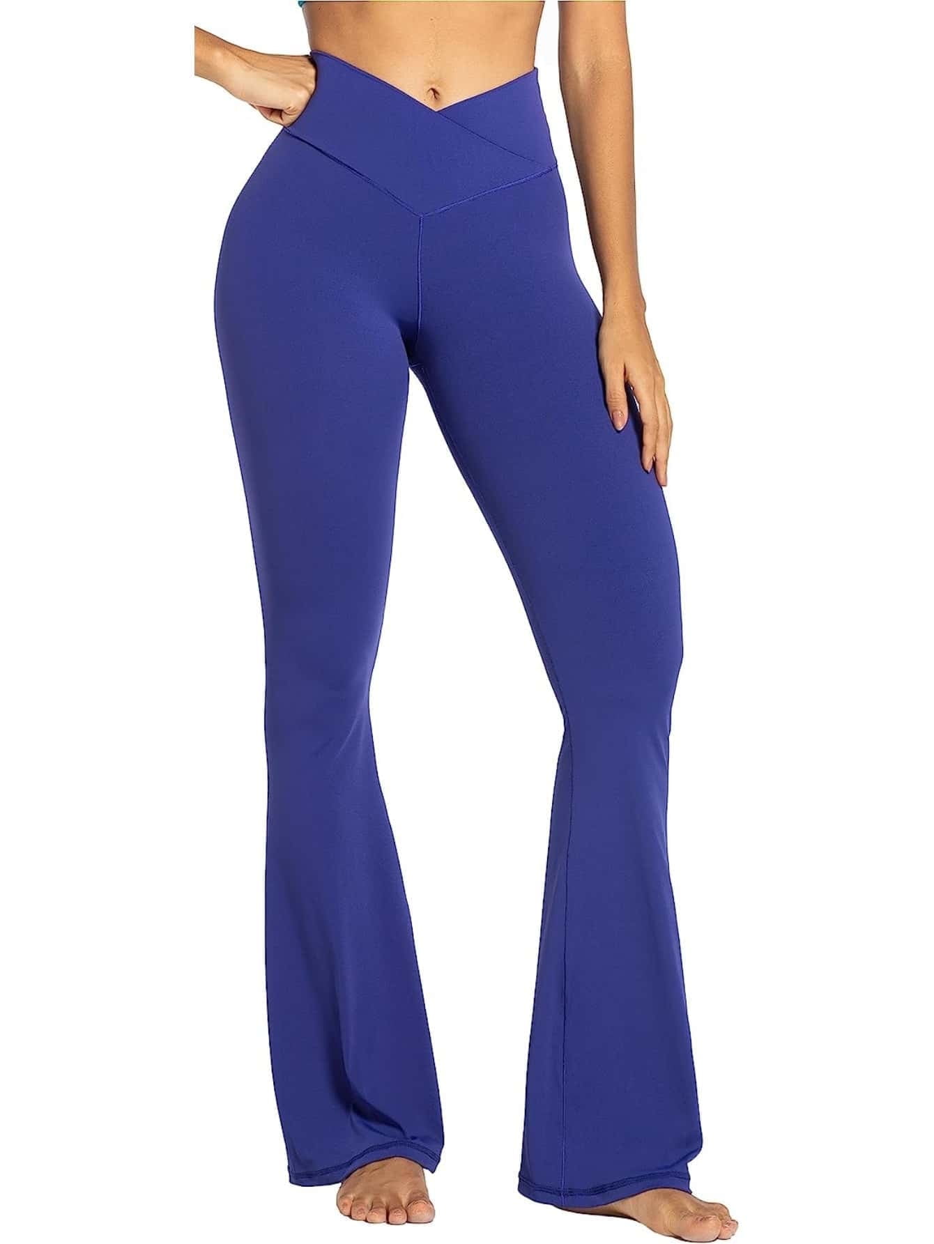 Flare Yoga Pants, Crossover Yoga Pants with Tummy Control, HighWaisted