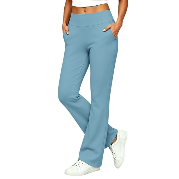 Flare Yoga Pants for Women Biker Athletic Bicycle Gym Workout Stretchy Cozy Tummy Control Workout Running with Pockets Joggers Seamless Leggings High Waisted Scrub Pants