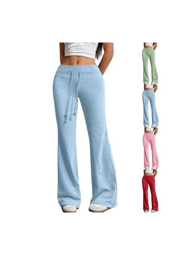 Flare Yoga Pants Women High Waisted Drawstring Sweatpants Flared Leggings Soft Lounge Y2k Bell Bottoms Trendy Mint Green 2XL