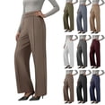 thumbnail image 1 of Flare Yoga Pants Women's Solid High Waisted Straight Leg Yoga Pants With Casual Pockets Wine,XL, 1 of 8