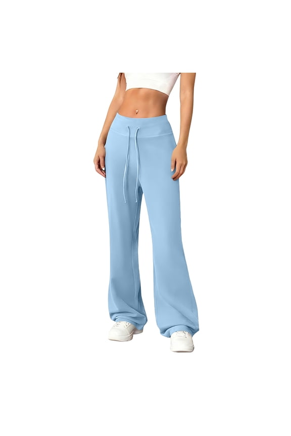 Flare Yoga Pants for Women Baggy High Waisted Flared Sweatpants Cozy Yoga Workout Drawstring Bell Bottoms Blue S