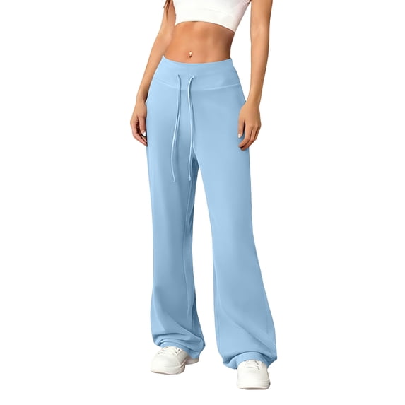 Flare Yoga Pants for Women Baggy High Waisted Flared Sweatpants Cozy Yoga Workout Drawstring Bell Bottoms Blue XL