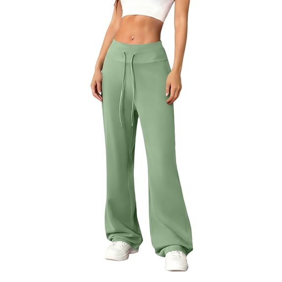 Flare Yoga Pants for Women Baggy High Waisted Flared Sweatpants Cozy Yoga Workout Drawstring Bell Bottoms Green M