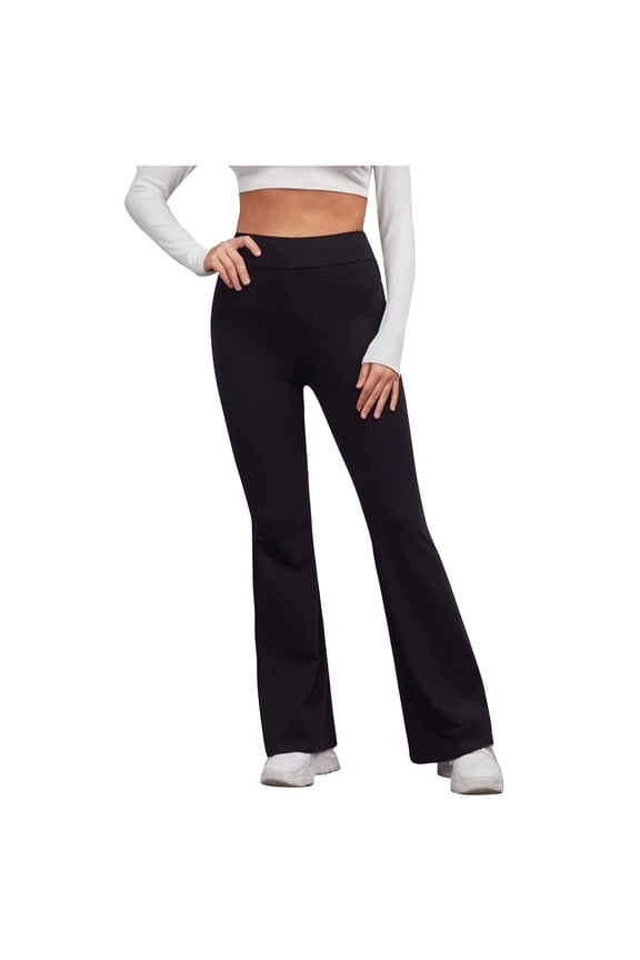 Flare Yoga Pants for Women High Waisted Ribbed Bell Bottom Joggers Workout Pant Leggings Athletic Solid Trousers