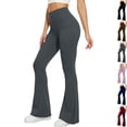 thumbnail image 1 of Flare Leggings for Women, High Waisted Tummy Control Yoga Pants with Pockets Bootcut Flared Leggings Gray M, 1 of 6