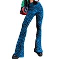 thumbnail image 1 of Flare Yoga Pants for Women - Soft High Waist Bootcut Leggings Tall & Long Leopard Flared Pants Blue Leopard L, 1 of 9
