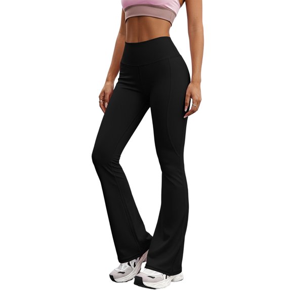 Flare Yoga Pants for Women Stretch High Waisted Tummy Control Bell Bottoms Leggings Comfy Casual Workout Bootcut Yoga Pants Black L