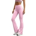 thumbnail image 1 of Flare Yoga Pants for Women Stretch High Waisted Tummy Control Bell Bottoms Leggings Comfy Casual Workout Bootcut Yoga Pants Pink M, 1 of 6