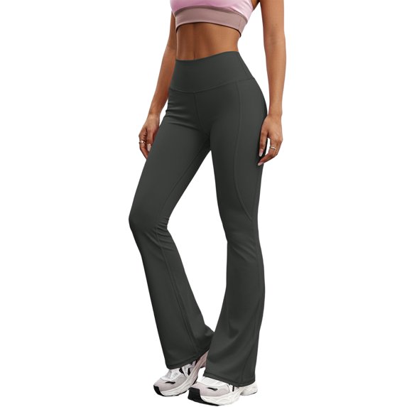 Flare Yoga Pants for Women Stretch High Waisted Tummy Control Leggings Comfy Casual Workout Bootcut Yoga Pants Dark Gray L