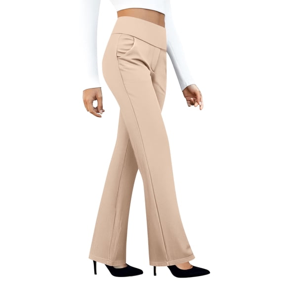 Flare Yoga Pants with Pockets for Women Bootcut Dress Pants Stretchy Business Casual Work Pant High Waisted Trousers, 2XL