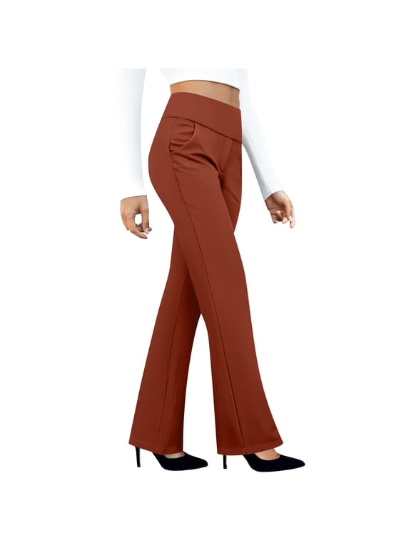 Flare Yoga Pants with Pockets for Women Bootcut Dress Pants Stretchy Business Casual Work Pant High Waisted Trousers, XL