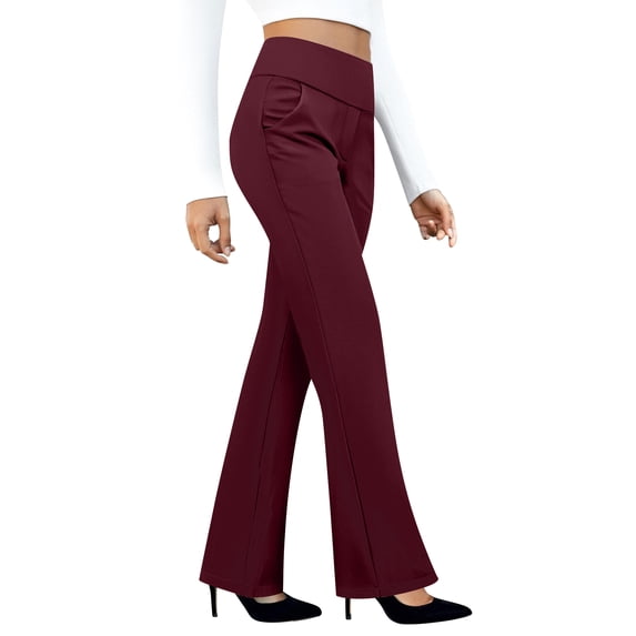 Flare Yoga Pants with Pockets for Women Bootcut Dress Pants Stretchy Business Casual Work Pant High Waisted Trousers, XL