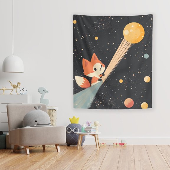 Flare the Fox Wall Tapestry by Dancing Littles Jungle