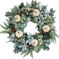 thumbnail image 1 of FlareFable 1.5FT Flower Halloween Wreath with Pumpkin, Artificial Greenery Garland with Flower Thanksgiving & Harvest Festival Decorations, Fake Floral Wreath for Front Door, Wall & Fall Decor, 1 of 9