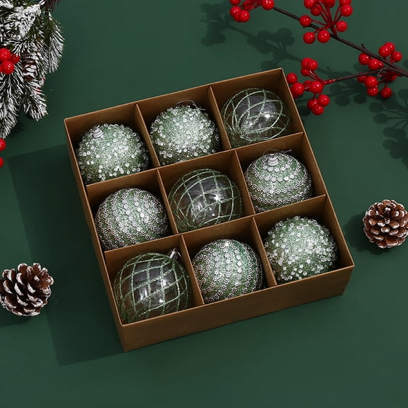 FlareFable 2.3" Retro Carving Christmas Tree Balls Hanging, Shatterproof Christmas Ball Tree Ornaments, Unique Christmas Tree Balls Decoration, Ball Bauble Fall Decor & Christmas Decoration