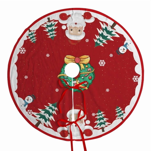 FlareFable 24Inch Colorful Christmas Tree Skirt Decorations, Fun Winter Holiday Christmas Decorations, Art Vibe to Home Tree Skirt Round Xmas Cover for Christmas Party Mat Indoor