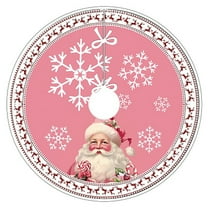 FlareFable 24Inch Pink Santa Claus Christmas Tree Skirt Decorations, Fun Winter Holiday Christmas Decorations, Art Vibe to Home Tree Skirt Round Xmas Cover for Christmas Party Mat Indoor