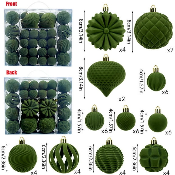 FlareFable 3" Carving Velvet Christmas Tree Balls Hanging, with Multiple Patterns Luxurious Flocked Christmas Tree Balls Ornaments, Unique Christmas Ball Shape Home Decor & Christmas Decoration