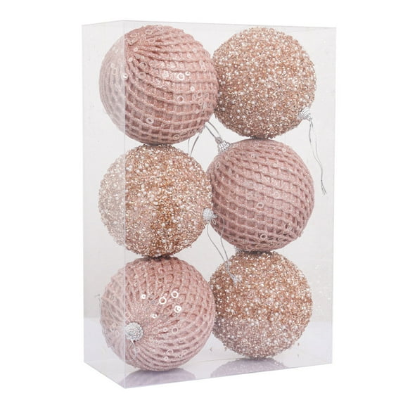 FlareFable 3" Christmas Tree Balls Hanging, with Sequins Luxurious Christmas Balls, Shatterproof Christmas Ball Ornaments, Pure Color Ball Bauble Fall Decor & Christmas Decoration