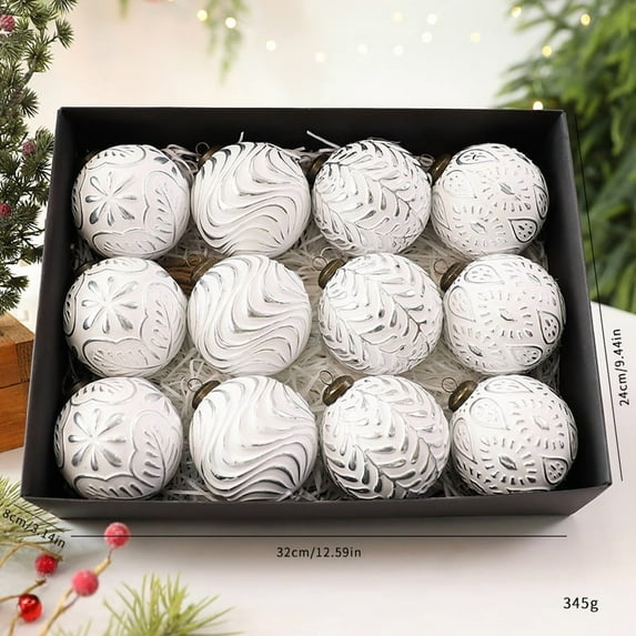 FlareFable 3" Retro Carving Christmas Tree Balls Hanging, Luxurious Christmas Tree Balls Decoration, Shatterproof Christmas Ball Tree Ornaments, Ball Bauble Home Decor & Christmas Decoration