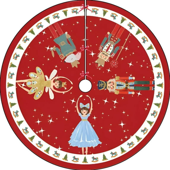 FlareFable 35 Inch Colorful Christmas Tree Skirt Decorations, Winter Holiday Christmas Decorations, Home Tree Skirt Round Xmas Cover for Christmas Party Mat Indoor